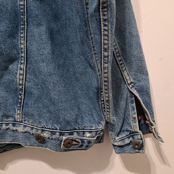 Free People Ramona Distressed Western Vintage Denim Trucker Jacket Lrg Southbank - Picture 11 of 16
